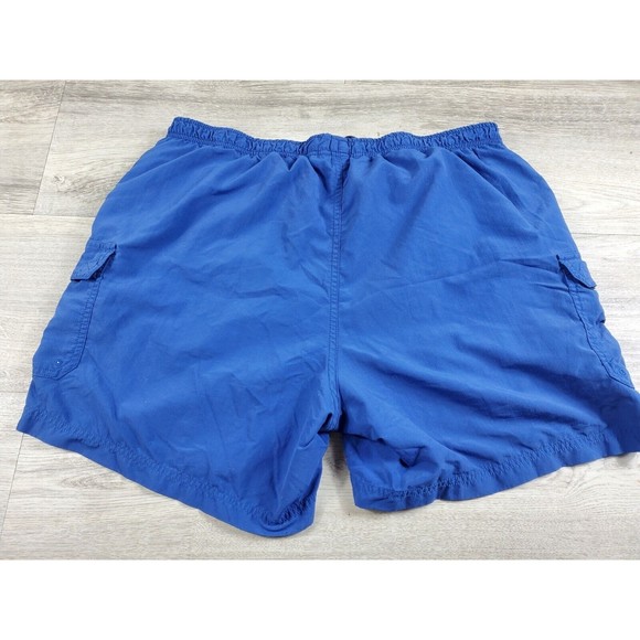 LL Bean Mens Nylon Swim Trunks Size L Blue Lined Pockets Drawstring Cargo 0xr42 - Picture 2 of 12
